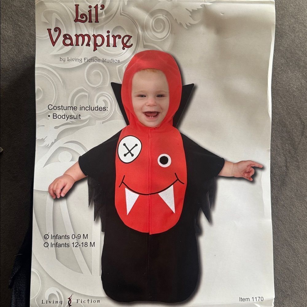 Baby Infant Little Vampire Halloween Costume Red & Black NO FEET 0-9 Months NWT
